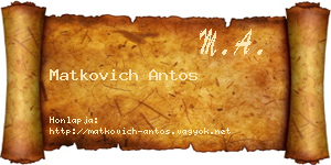 Matkovich Antos névjegykártya